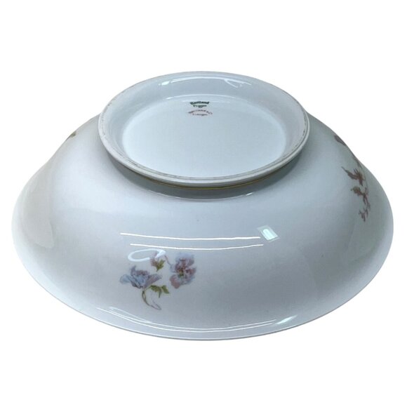 Haviland Schleiger 79 Pink Blue Poppies Footed Round Serving Bowl Limoges France - Picture 8 of 11